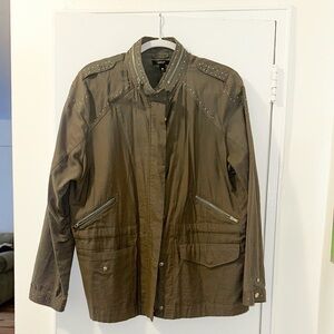 Aqua Bloomingdale’s Women’s Cargo Green Jacket with Studded Rhinestones